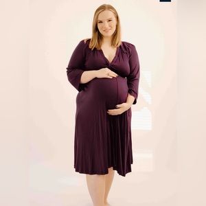 LILA LABOR & POSTPARTUM GOWN IN PLUM - Maternity Size Standard (6-14) NWT